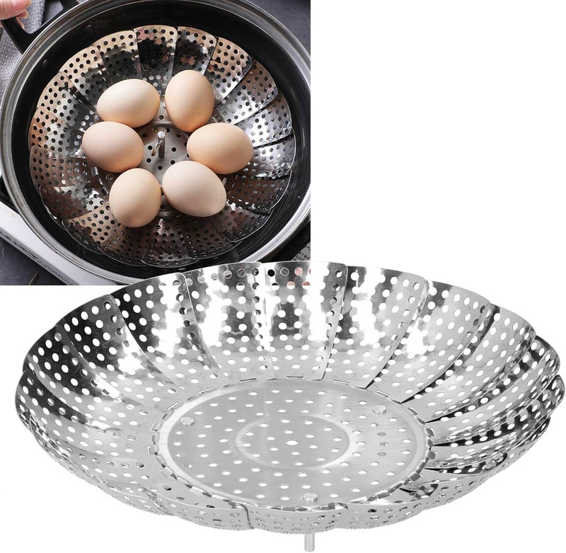 Vegetable Steamer Basket, Stainless Steel Retractable Steaming Rack Multifunctional Folding Water Filter Tray for Home - Image 5