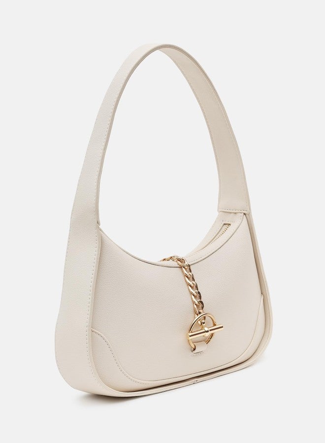 Kazo Women’s Shoulder Bag | Faux Leather Handbag with Chain Lock | Off White - Image 3