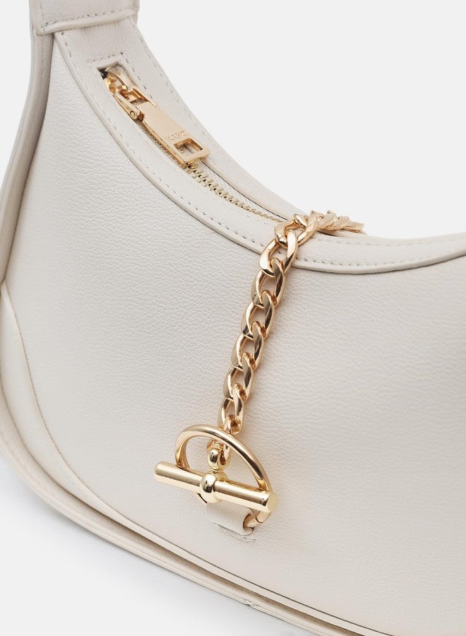 Kazo Women’s Shoulder Bag | Faux Leather Handbag with Chain Lock | Off White - Image 5