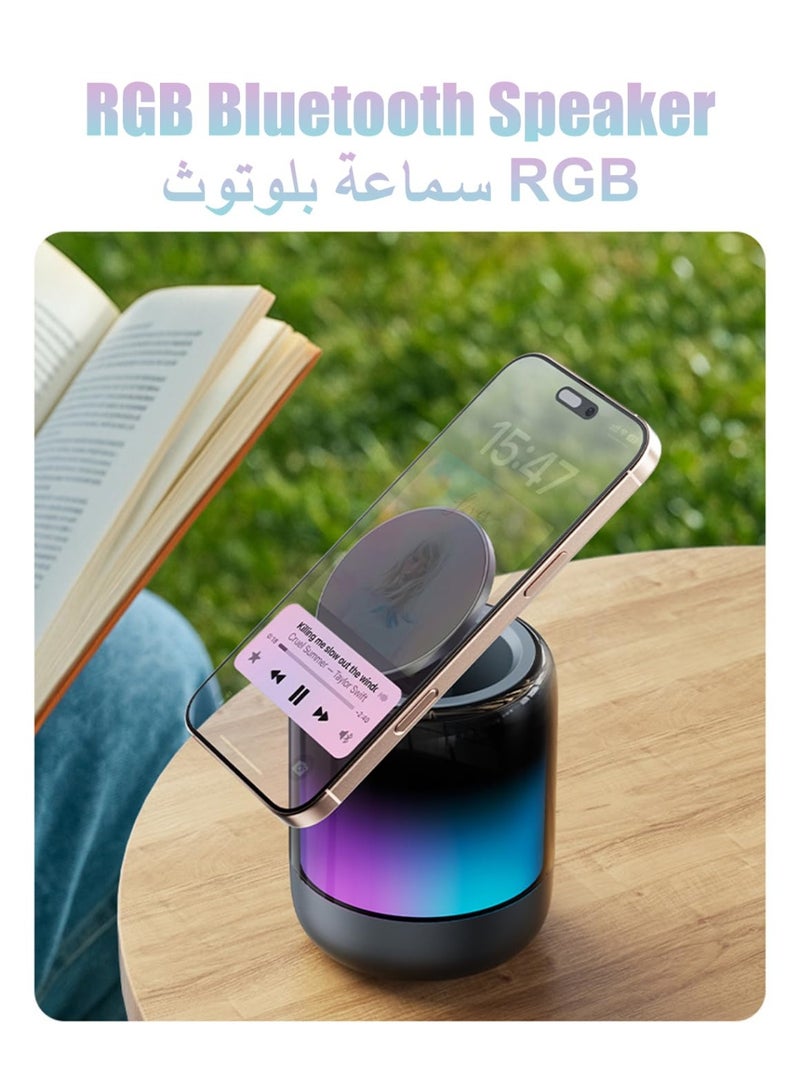 بيت الأناقة حامل مكبر صوت لاسلكي بتقنية البلوتوث من أرا هوم مع وظائف متعددة، قابل للدوران والتمدد، مكبر صوت بدون استخدام اليدين، حامل هاتف مغناطيسي لسطح المكتب - Image 2