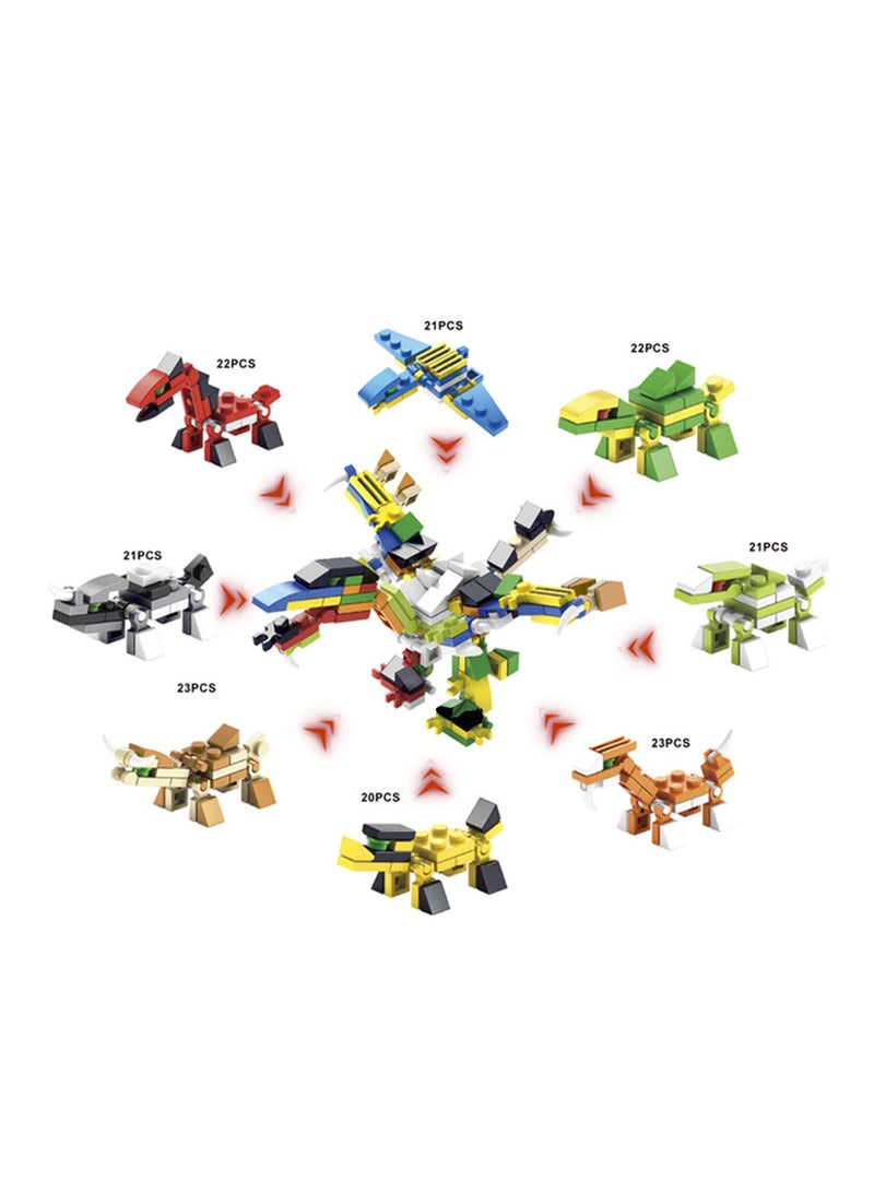 set of educational cubes for children 8 toys in the shape of a dinosaur  - Image 1