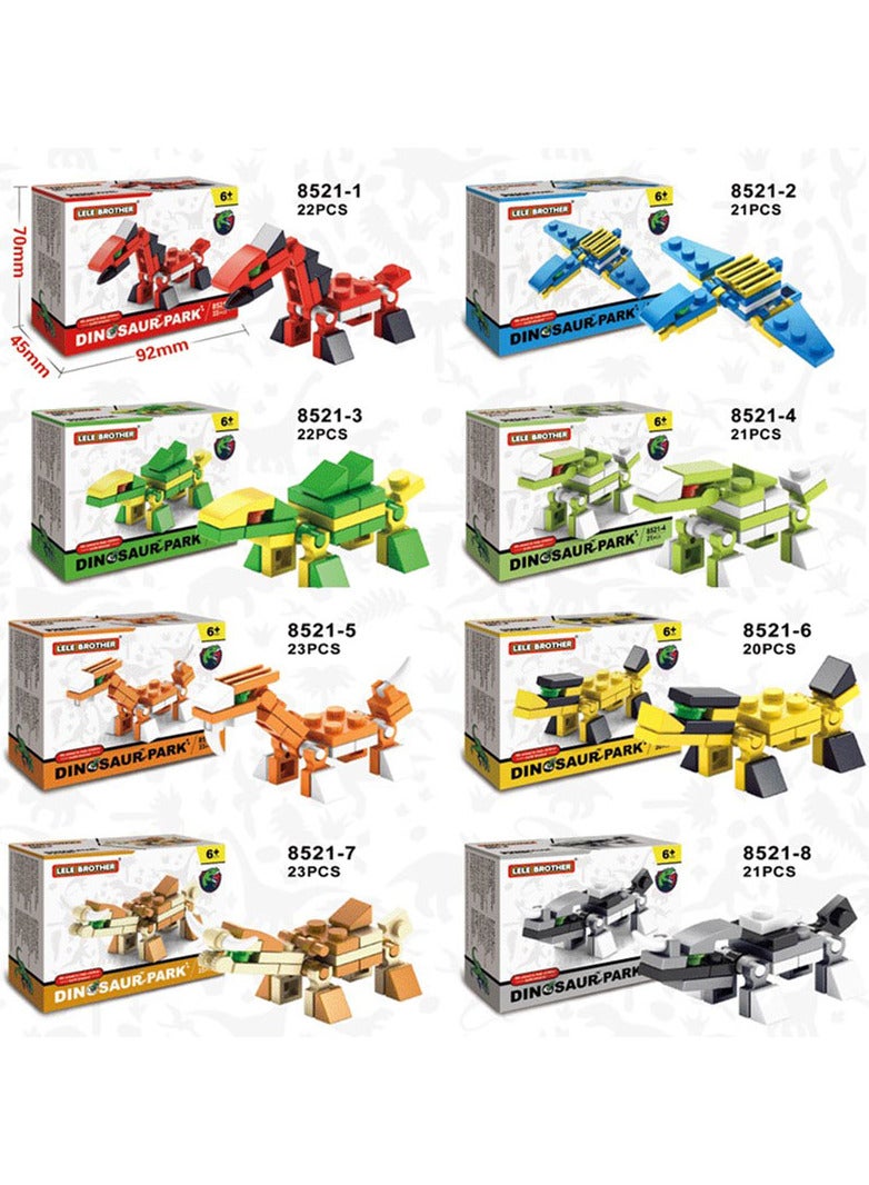 set of educational cubes for children 8 toys in the shape of a dinosaur  - Image 2