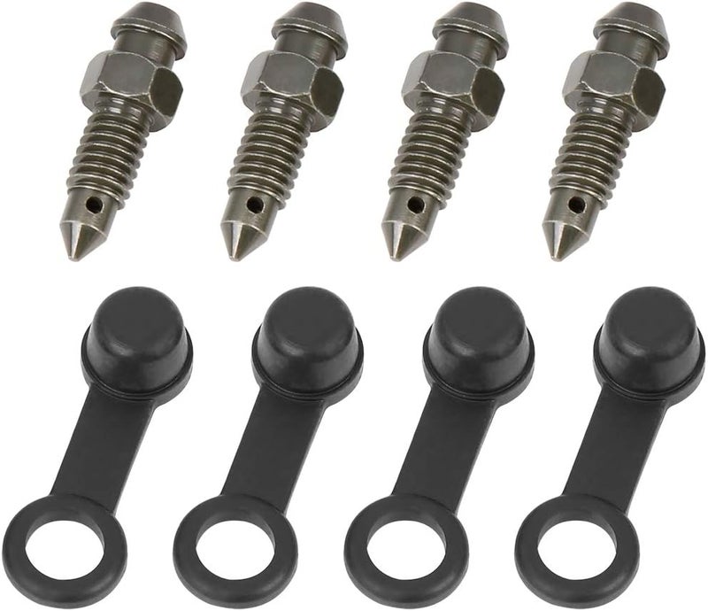 F FIERCE CYCLE 4Pcs M6x1mm Banjo Bolt Bleeder Screw with Cap for Motorcycle Brake Master Cylinder - Image 1