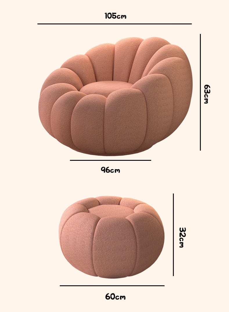Generic Modern Swivel Single Lazy Sofa Chair with Ottoman, 360-Degree Rotation, Accent Lounge Pumpkin Shape Sofa for Home, Living Room, Bedroom  - Image 2