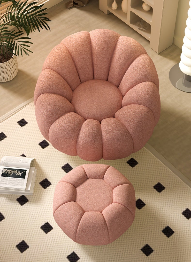 Generic Modern Swivel Single Lazy Sofa Chair with Ottoman, 360-Degree Rotation, Accent Lounge Pumpkin Shape Sofa for Home, Living Room, Bedroom  - Image 4