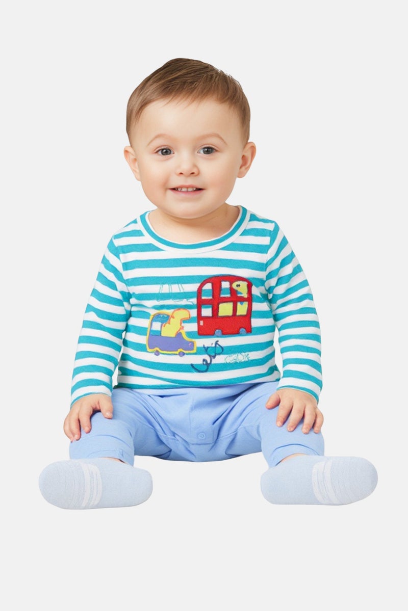 Hamleys Toddlers Boy Embroidered Long Sleeve Bodysuit, Multicolor - Image 1