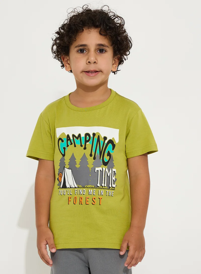 victor and jane Boys' Summer Outfit Set: 2-Piece T-Shirts & Shorts -  Green & Grey (2-8 Years)