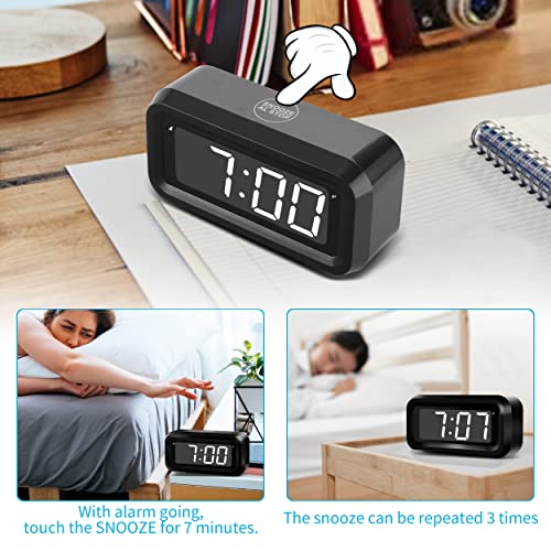 KWANWA Kids Alarm Clock, White LED, Battery, Auto-Night Mode, 12Hr/24Hr, Small, Travel, Bedside, Wall-Mount/Table-top, Easy to Read - Image 3