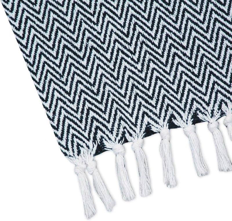Americanflat 100% Cotton Throw Blanket for Couch - 50x60 in - All Seasons Neutral Lightweight Cozy Soft Blankets & Throws for Bed, Sofa or Chair. Indoor or Outdoor Use [Navy White Herringbone] - Image 2