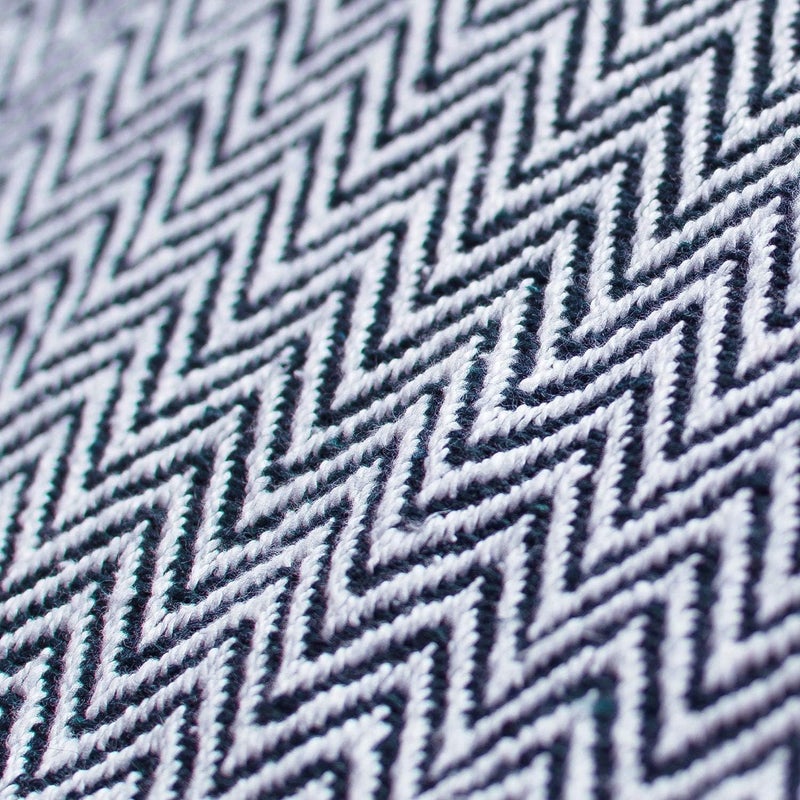 Americanflat 100% Cotton Throw Blanket for Couch - 50x60 in - All Seasons Neutral Lightweight Cozy Soft Blankets & Throws for Bed, Sofa or Chair. Indoor or Outdoor Use [Navy White Herringbone] - Image 3