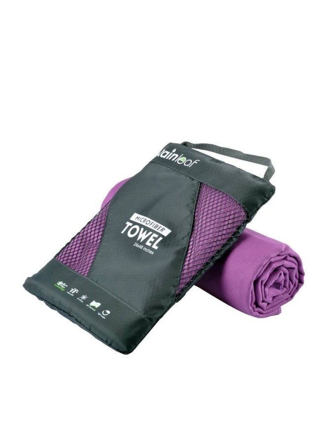 Rainleaf Xx Large 100Cm X 180Cm Purple  Microfiber Towel Perfect Travel And Sports And Beach Towel. Fast Drying Super Absorbent Ultra Compact. Suitable For Camping Backpacking Gym Beach S...  - Image 1