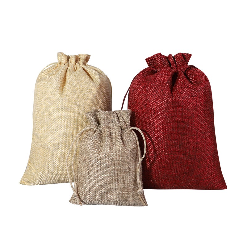 Linen bundle bag, drawstring storage bag, gift packaging bag, bundle small cloth bag, cultural play bag (light khaki, 10cm * 14cm) - Image 2