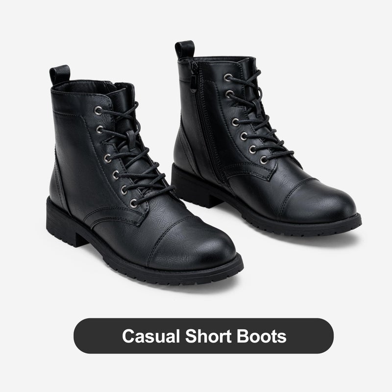 Vepose Women's Black Ankle Boots Lace up, Flat Fashion Combat Booties Low Heel, 910 Size 8.5 US (CJY910 Black 08.5) - Image 5