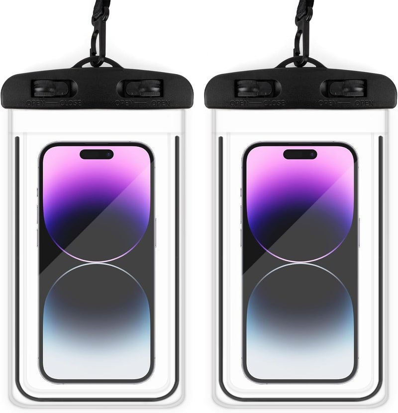 CERLINK (Pack of 2 Waterproof Phone Pouch, Dry Bag with Lanyard,Universal Waterproof Phone Case for iPhone 14 13 12 11 Pro Max XR X XS SE 8 Plus Samsung S23 S22 Ultra S21 S10 S9 up to 7" - Image 1