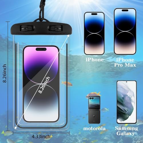 CERLINK (Pack of 2 Waterproof Phone Pouch, Dry Bag with Lanyard,Universal Waterproof Phone Case for iPhone 14 13 12 11 Pro Max XR X XS SE 8 Plus Samsung S23 S22 Ultra S21 S10 S9 up to 7" - Image 2