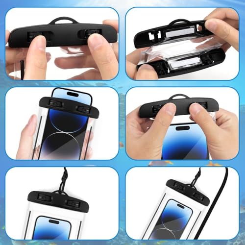 CERLINK (Pack of 2 Waterproof Phone Pouch, Dry Bag with Lanyard,Universal Waterproof Phone Case for iPhone 14 13 12 11 Pro Max XR X XS SE 8 Plus Samsung S23 S22 Ultra S21 S10 S9 up to 7" - Image 4