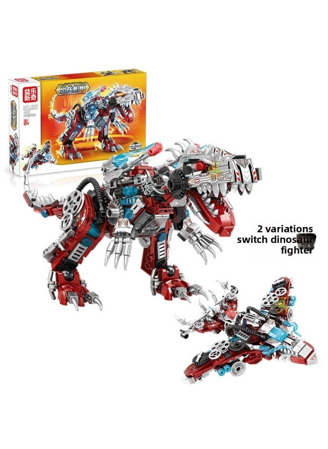 Mechanical Dinosaur Assembled Building Blocks Compatible Lego Deformed Dinosaur Armor Toy Tyrannosaurus Rex Model Boy Gift-Color:Mechanical Dinosaur Mecha [2 Changes] 626