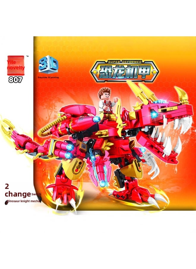 Mechanical Dinosaur Assembled Building Blocks Compatible Lego Deformed Dinosaur Armor Toy Tyrannosaurus Rex Model Boy Gift-Color:Mechanical Dinosaur Mecha [2 Changes] 626