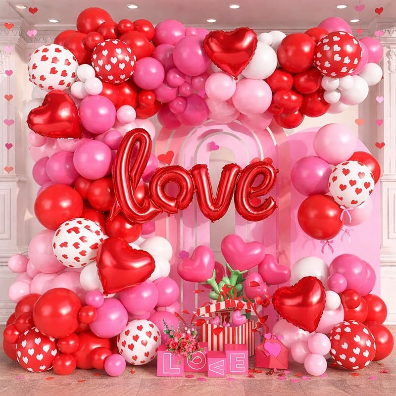 Froova Valentines Day Balloons Arch Garland Kit 126Pcs Red Pink Valentines Party Decorations with LOVE Red Heart Balloon for Galentines Anniversary Engagement Wedding Supplies - Image 3