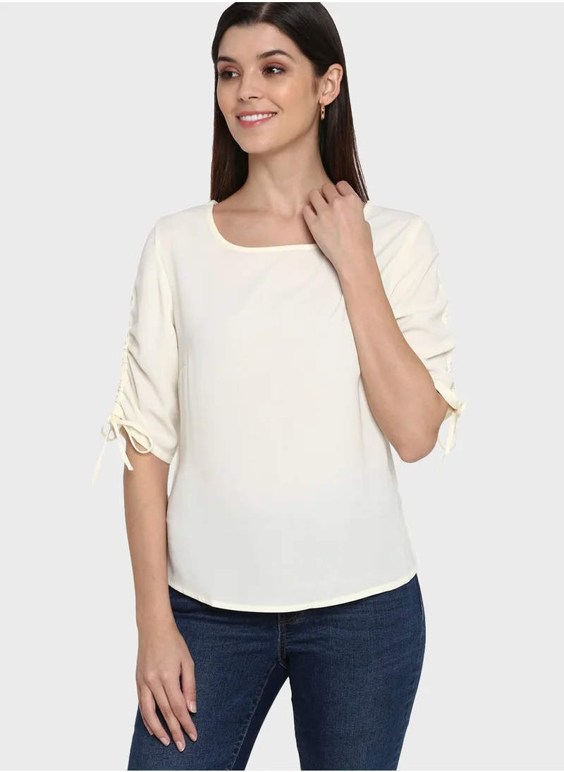 MODE Ruched Sleeve Top