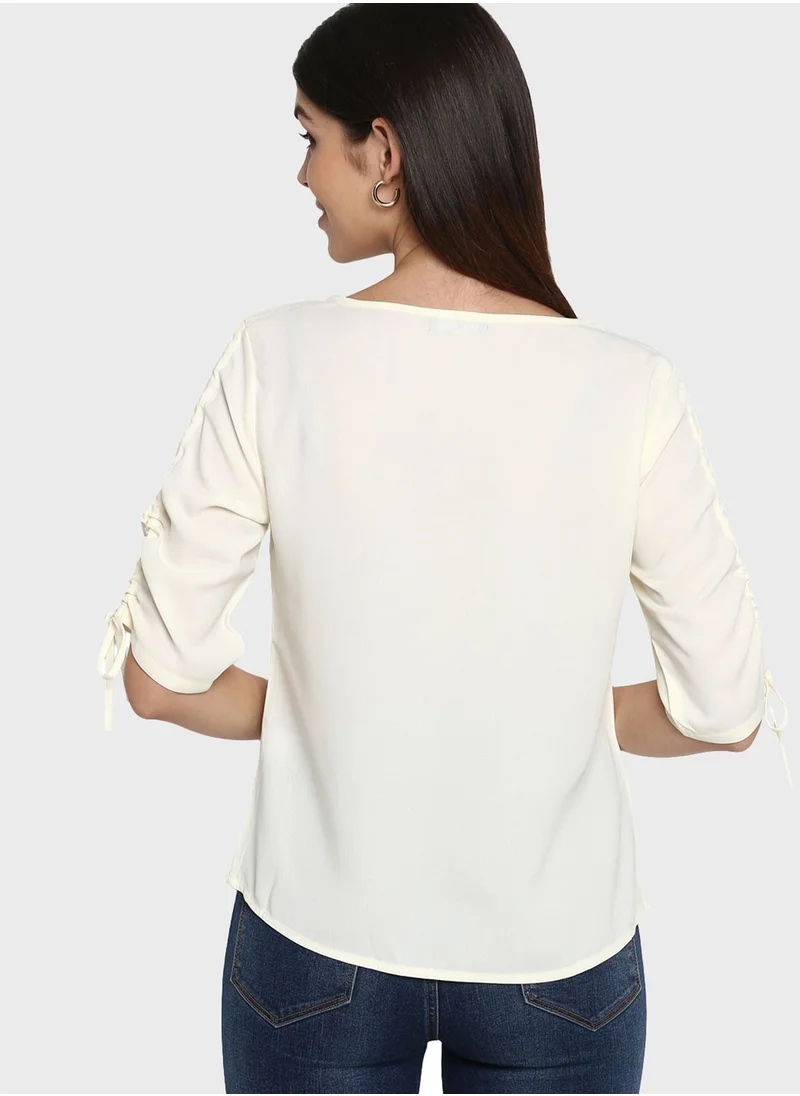 MODE Ruched Sleeve Top