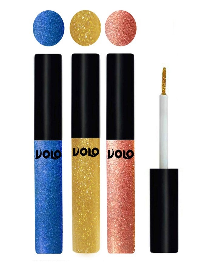 Volo WATERPROOF GLITTER EYE LINER (Sky Blue, Light Golden, Rose Gold) - Image 2