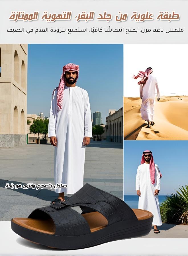 شباشب رجالية مريحة بنعل سميك قابل للتهوية مانعة للانزلاق داعمة لقوس القدم قابلة للتعديل بفيلكرو للمدينة والشاطئ والخارج - Image 5