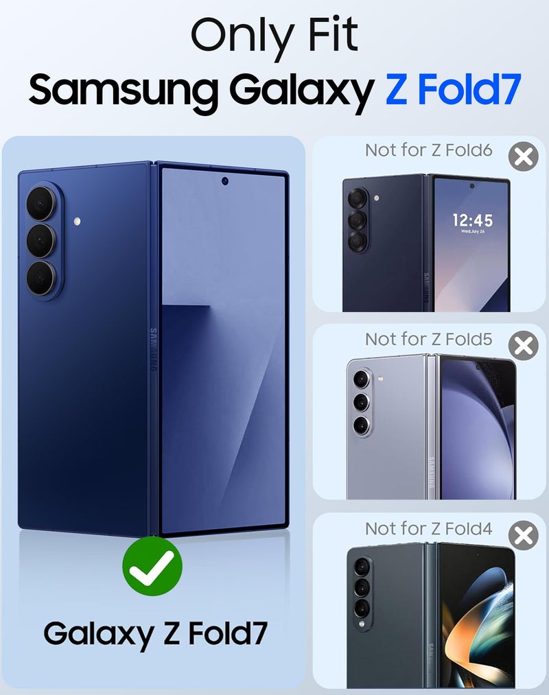 oupeigar for Samsung Galaxy Z Fold 7 Case with Screen Protector & Built-in Hinge Protection, Skin Feel Ultra Thin Stylish Translucent Matte PC, Wireless Charging Durable Shockproof Cover for Z Fold 7-Blue - Image 2