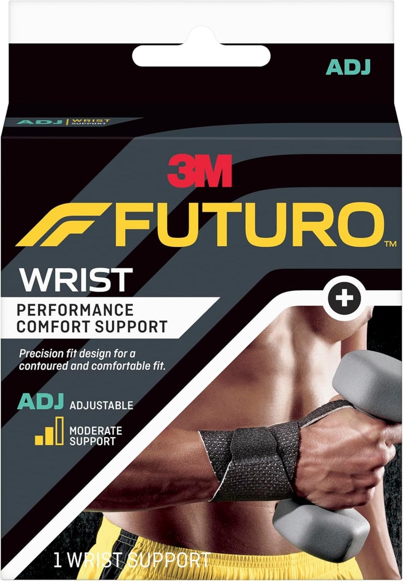 Performance Comfort Wrist Support Adjustable size, 1 unit/pack | Black color | 01036ENR | Easy wraparound design provides support to injured wrist | Moderate support | Wrist support