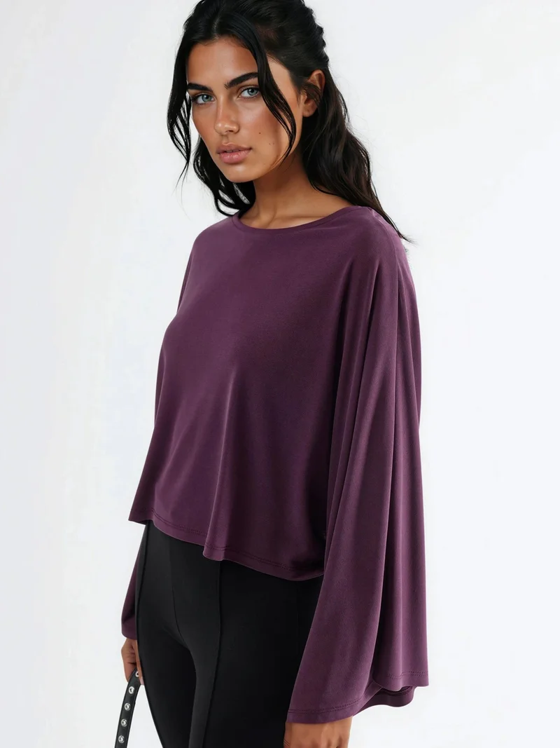 بوسيم BUSEM Loose Fit Boat Neck Blouse with Elastic Detail