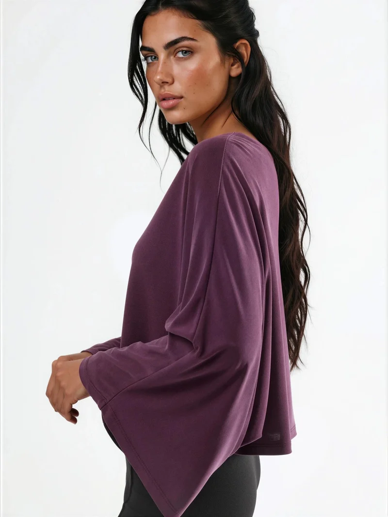 Busem Mauve Purple BUSEM Loose Fit Boat Neck Blouse for Women | Best Price UAE