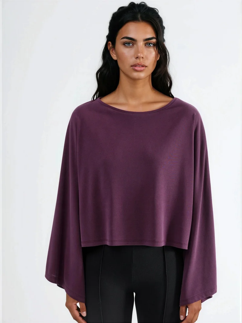 Busem Mauve Purple BUSEM Loose Fit Boat Neck Blouse for Women | Best Price UAE