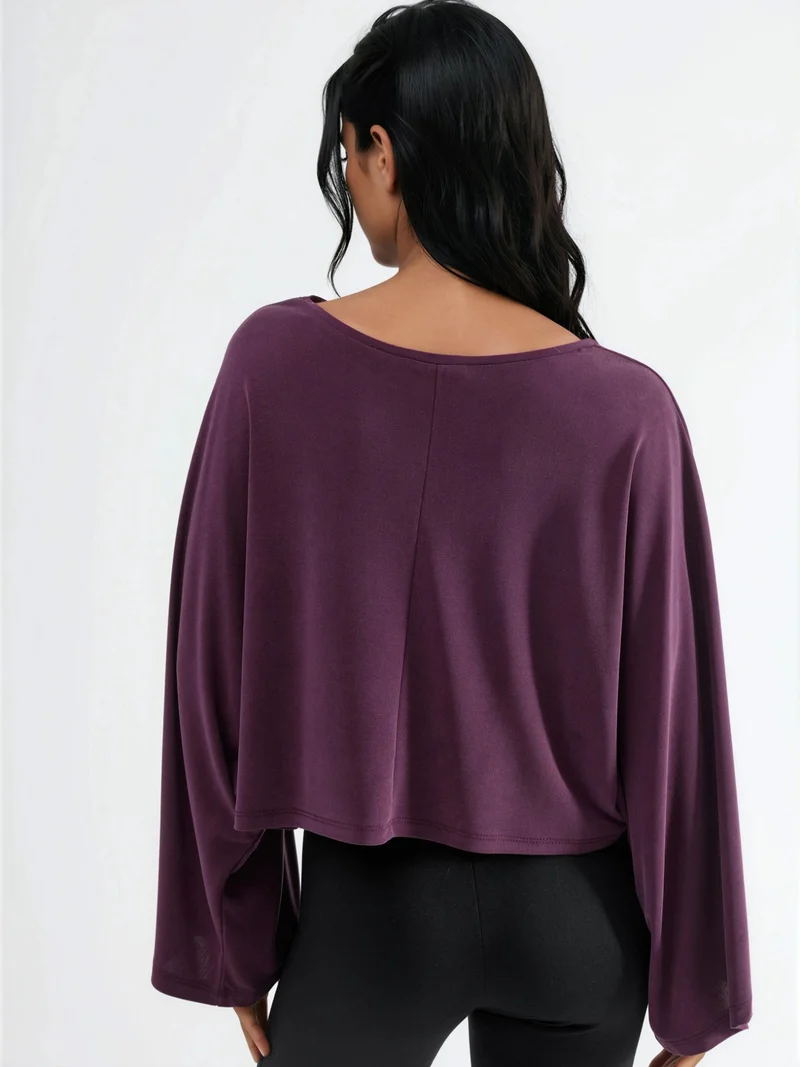 Busem Mauve Purple BUSEM Loose Fit Boat Neck Blouse for Women | Best Price UAE