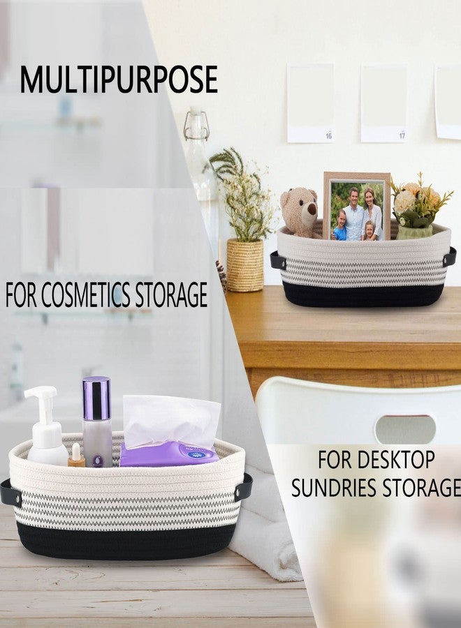 Oradrem Cotton Rope Toilet Basket Bathroom Decor Baskets, Toilet Paper Holder Basket, Farmhouse Home Decor Organizing Small Baskets 13"x5.9"x4" Black - Image 5