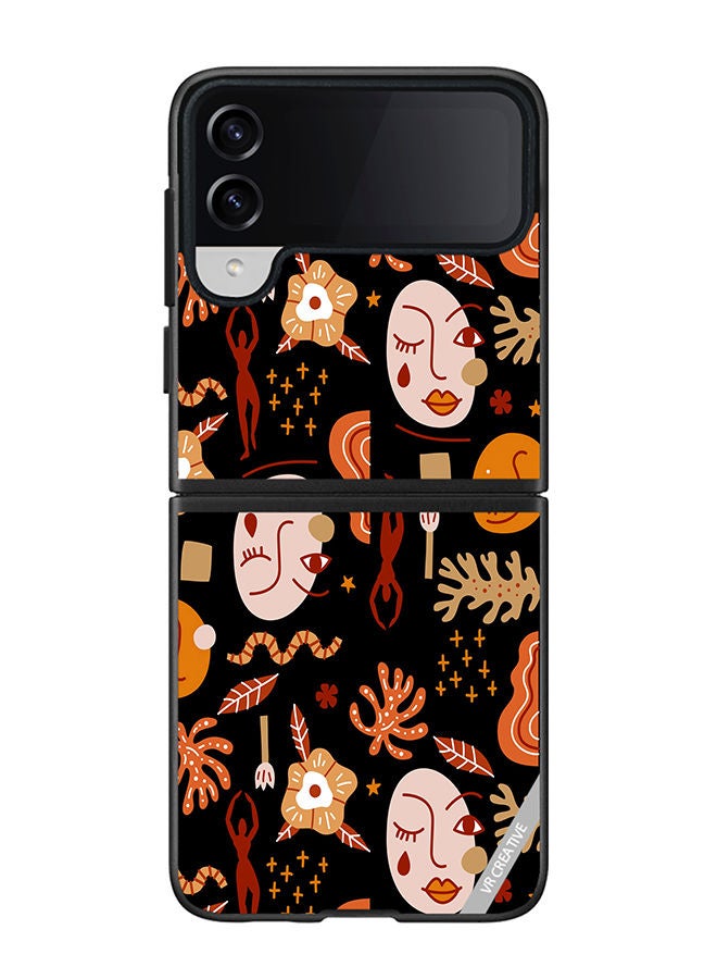 VR CREATIVE Protective Case Cover For Samsung Galaxy Z Flip4 Silhouettes Of People Design Multicolour - Image 1