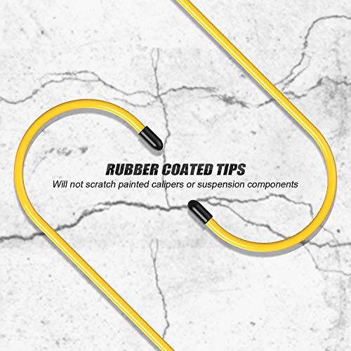 Bac-kitchen 6 Pack Brake Caliper Hangers Brake Caliper Hooks with Rubber Tips Hanger for Automotive Tool Use for Braking Bearing Axle and Suspension Work Reduce Possible Damage to Brake Hoses (Yellow) - Image 3