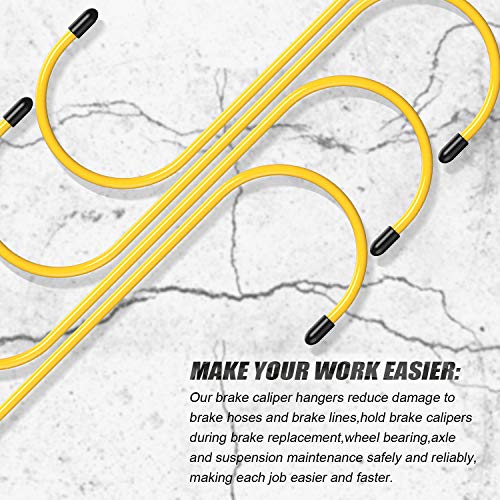 Bac-kitchen 6 Pack Brake Caliper Hangers Brake Caliper Hooks with Rubber Tips Hanger for Automotive Tool Use for Braking Bearing Axle and Suspension Work Reduce Possible Damage to Brake Hoses (Yellow) - Image 4