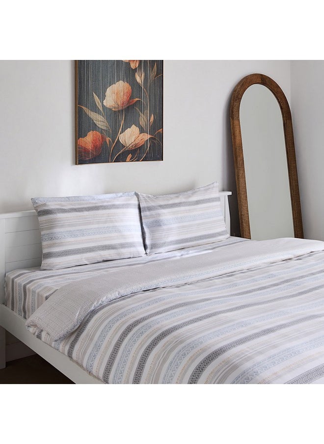 Home Box Albania Oran 3-Piece Polycotton Printed Queen Duvet Cover Set 220 x 220 cm  - Image 3
