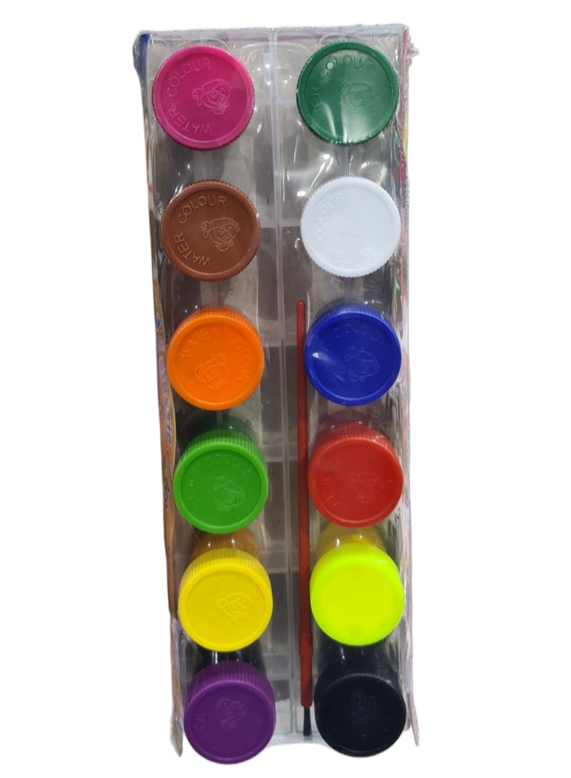 Pack of 12 Poster Colours and a Brush - Image 2
