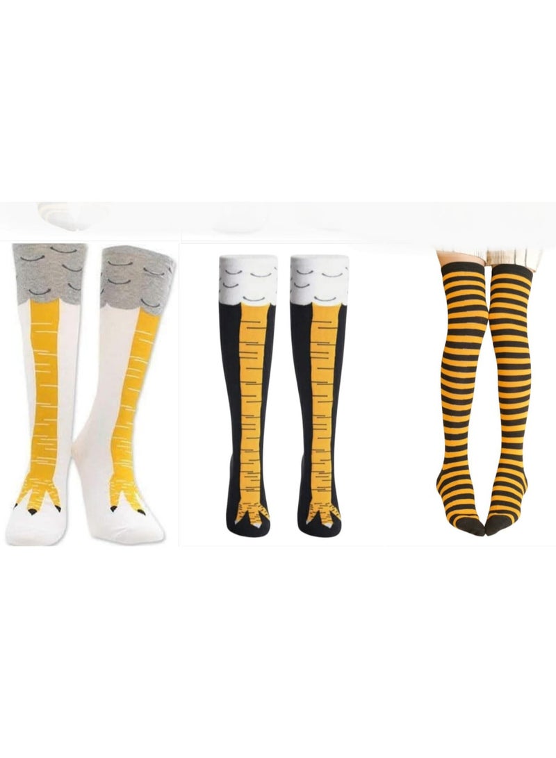 شراب بتصميم ارجل دجاجة و نحله طويل 3 قطع - Image 1