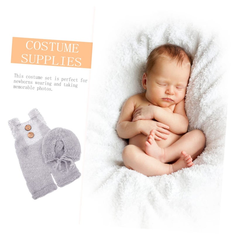 Delicate Hand Woven Romper Set with Woolen Beanie Hat for Newborn Photography Outfits - Image 5
