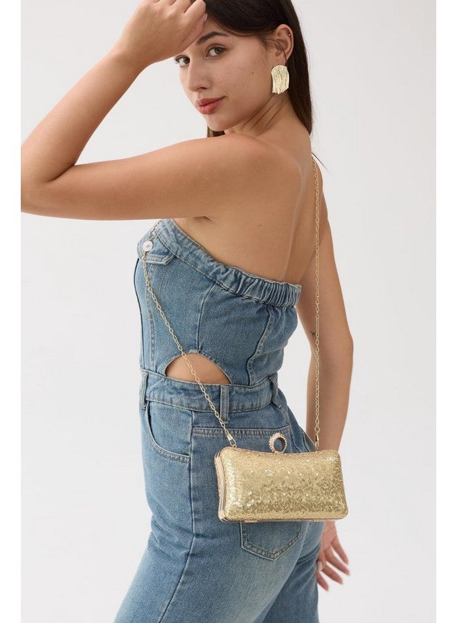 BELLAWOO Clutch Purses For Women, Golden Evening Bag, Women Evening Purses, Sparkling Sequin Party Handbag For Wedding Purses Cocktail Prom - Image 5