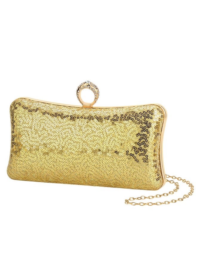 BELLAWOO Clutch Purses For Women, Golden Evening Bag, Women Evening Purses, Sparkling Sequin Party Handbag For Wedding Purses Cocktail Prom - Image 1