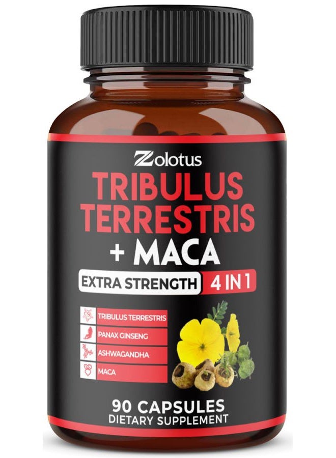 Zolotus Premium Tribulus Terrestris Capsules - Combined with Ashwagandha, Panax Ginseng & Maca - 90 Counts for 3 Months  - Image 1