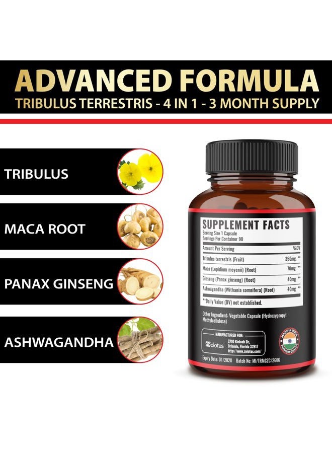Zolotus Premium Tribulus Terrestris Capsules - Combined with Ashwagandha, Panax Ginseng & Maca - 90 Counts for 3 Months  - Image 4