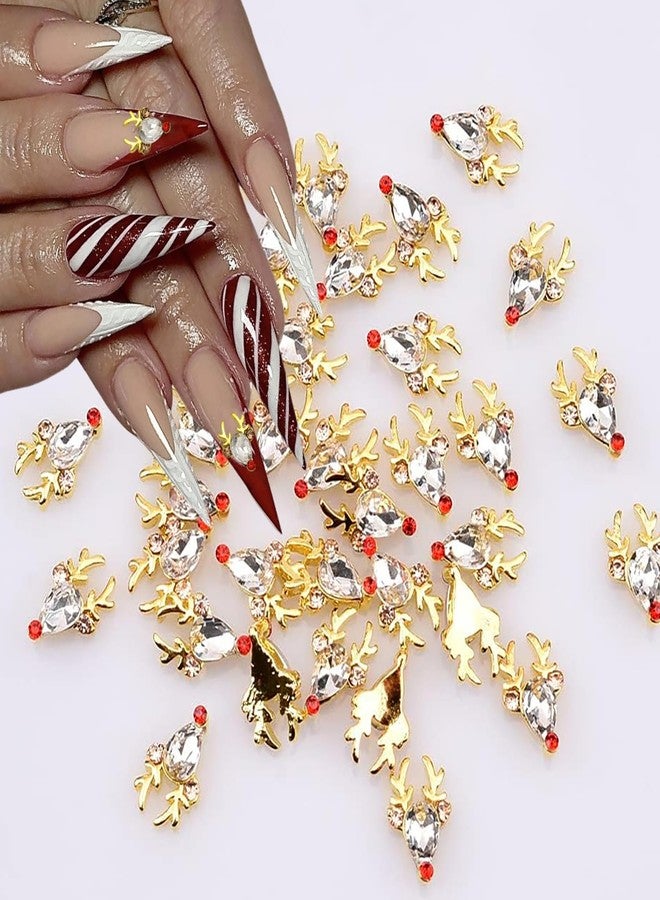 LYLYNB Christmas Deer Nail Art Charms Gold Reindeer Nail Rhinestone 3D Alloy Christmas Nail Charms and Gems Cute Elk Nail Jewelry Supplies Winter Xmas Manicure Accessories for Women and Girls, 12Pcs - Image 4