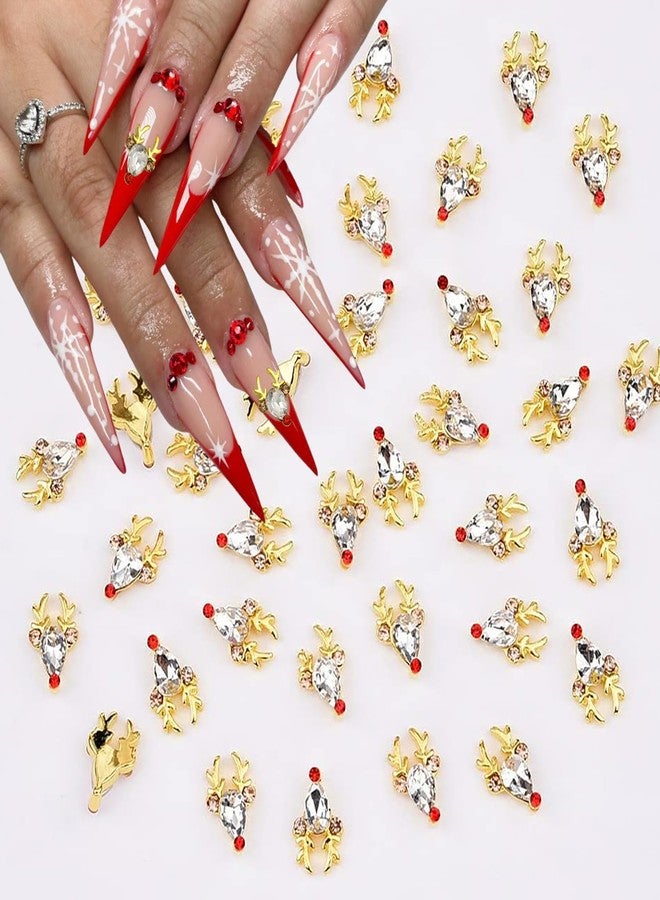 LYLYNB Christmas Deer Nail Art Charms Gold Reindeer Nail Rhinestone 3D Alloy Christmas Nail Charms and Gems Cute Elk Nail Jewelry Supplies Winter Xmas Manicure Accessories for Women and Girls, 12Pcs - Image 3