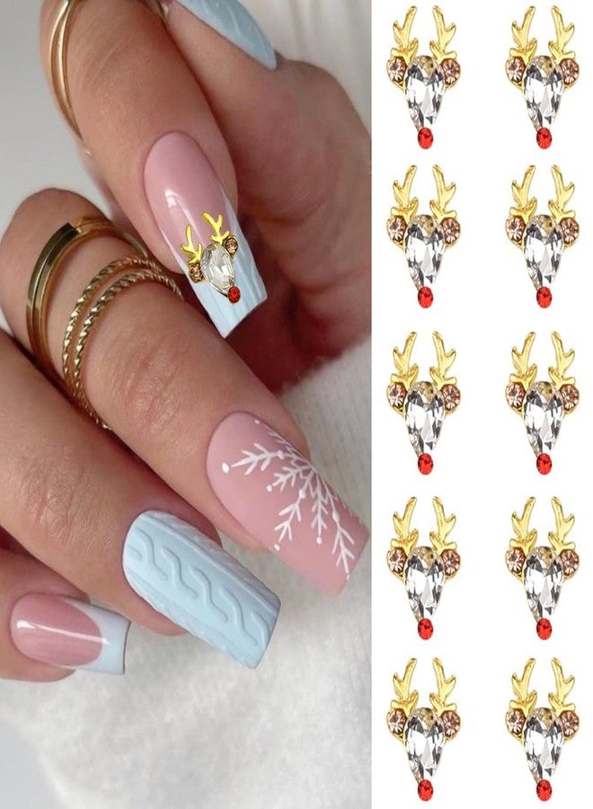 LYLYNB Christmas Deer Nail Art Charms Gold Reindeer Nail Rhinestone 3D Alloy Christmas Nail Charms and Gems Cute Elk Nail Jewelry Supplies Winter Xmas Manicure Accessories for Women and Girls, 12Pcs - Image 5