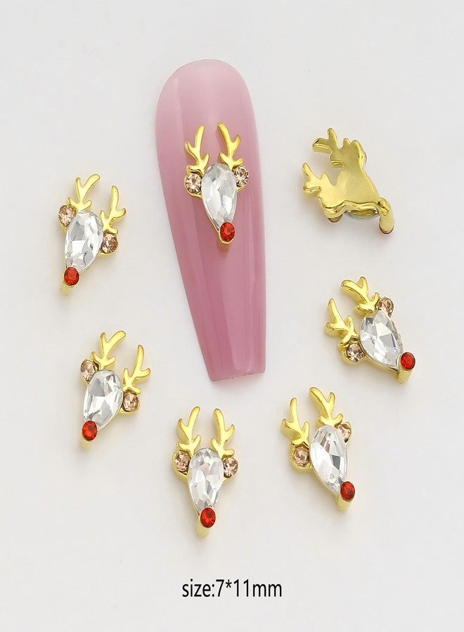 LYLYNB Christmas Deer Nail Art Charms Gold Reindeer Nail Rhinestone 3D Alloy Christmas Nail Charms and Gems Cute Elk Nail Jewelry Supplies Winter Xmas Manicure Accessories for Women and Girls, 12Pcs - Image 2