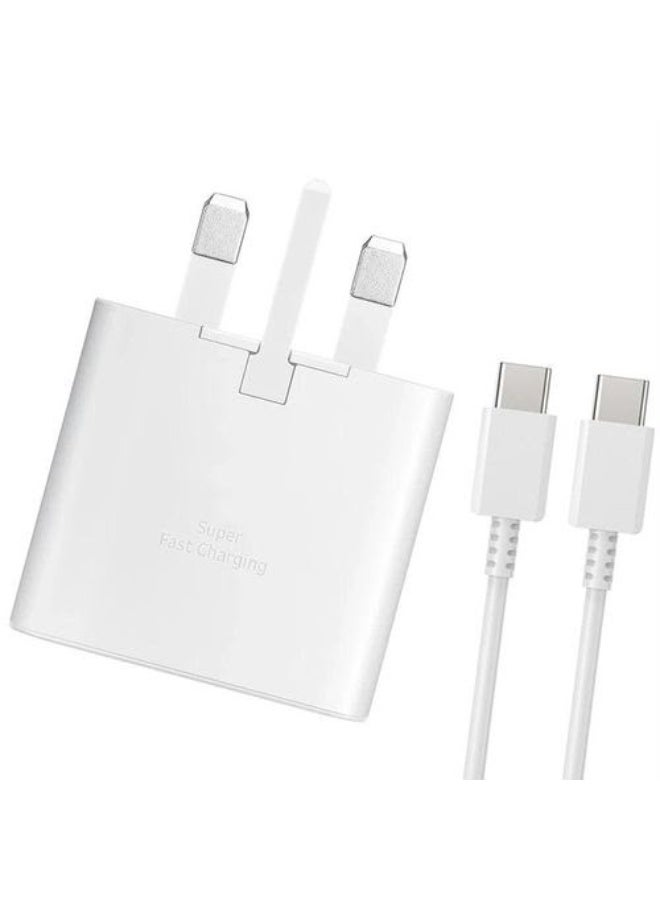 محول شحن سريع بقوة 45 واط (تقنية PD) مع كابل USB من النوع C إلى النوع C، باللون الأبيض - Image 2